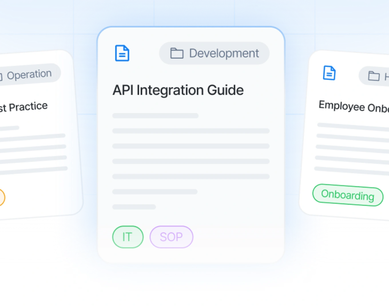 Documents organized into topics like Development, Operations and HR in a shared Fylos workspace